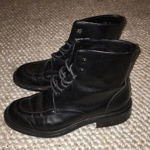 Faux Leather Lace-Up Boots
